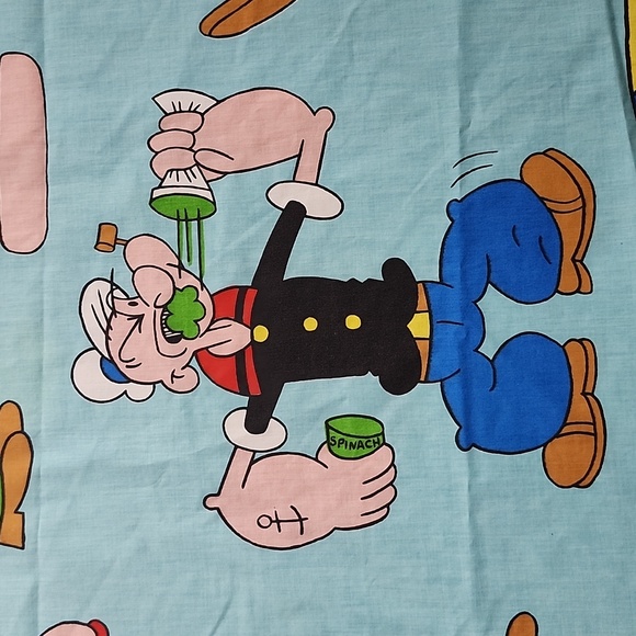 Vintage " Popeye The Sailor Man" Twin Flat Bed Sheet Fabric - Picture 4 of 11